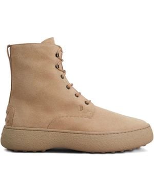 Tod's Embossed Lace-Up Boots - Brown