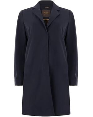 Moorer Breton-Dem Lapel-Collar Trench Coat - Blue