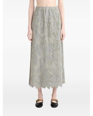 JULIE KEGELS Zigzag Damask-Patterned Midi Skirt - Grey