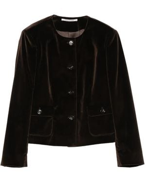 Tagliatore Kerry Velvet-Finish Collarless Jacket - Black