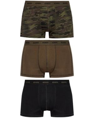 DIESEL Logo-Waistband Camouflage-Print Boxer Briefs (Set Of Three) - Green