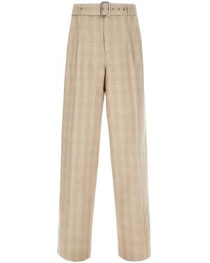 Iceberg Belted Check-Pattern Pants - Natural
