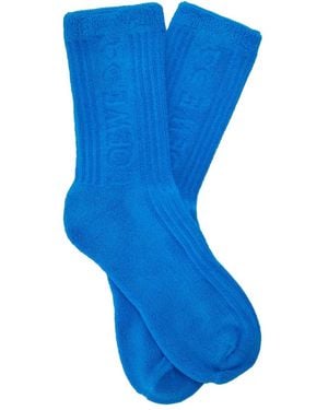 Loewe X On Ribbed Logo-Detail Socks - Blue