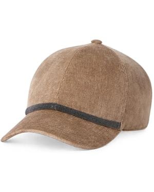 Brunello Cucinelli Fluid Corduroy Baseball Cap With Shiny Band - Brown