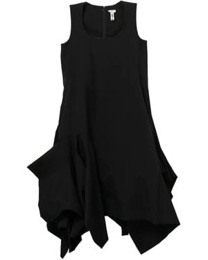 Comme des Garçons Asymmetrical Ruffle Midi Dress - Black