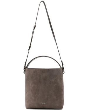 Giorgio Armani Logo-Print Suede Tote Bag - White