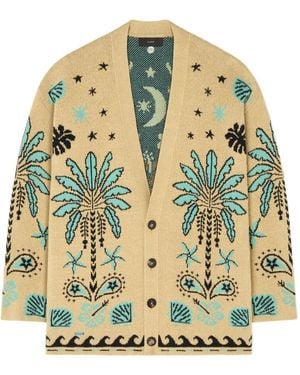 Alanui Echoes Of The Island Cardigan Mit Palmen - Mettallic