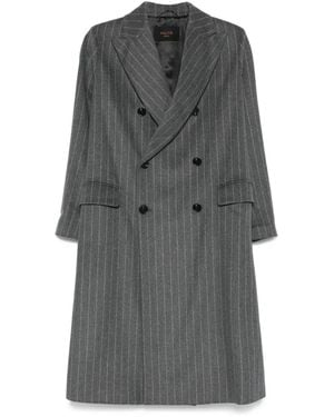 Paltò Manteau Croisé À Fines Rayures - Gris