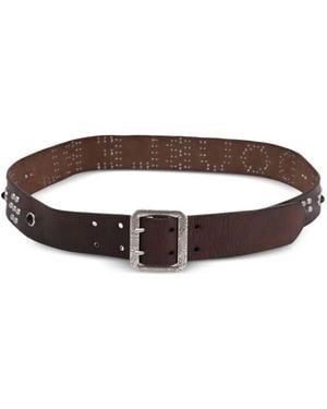 RRL Studded-Logo Leather Belt - Brown