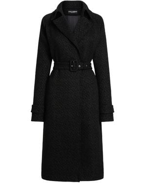 Dolce & Gabbana Dna Tweed Trench Coat - Black