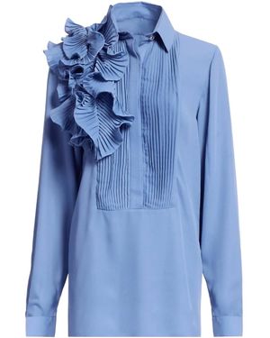 Elie Saab Ruffled Chiffon Shirt - ブルー