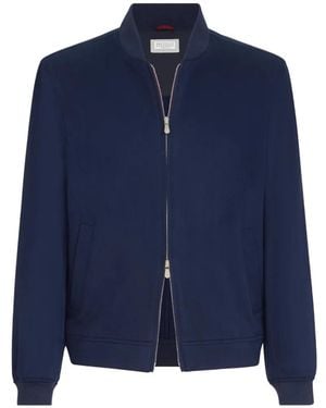 Brunello Cucinelli Lightweight Cashmere Flannel Bomber Jacket - Blue