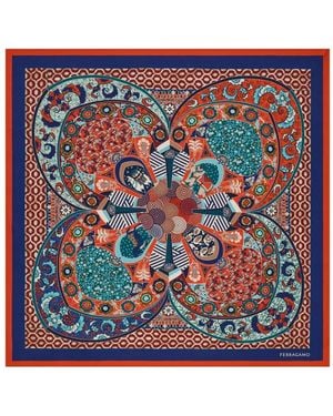 Ferragamo Monile Print Silk Scarf - Red