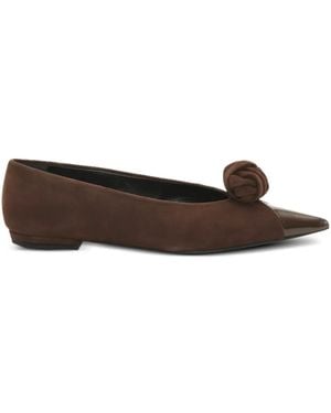 ROTATE BIRGER CHRISTENSEN Knot-Appliqué Ballet Flats - Brown