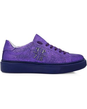 Philipp Plein Glitter Lo-Top Trainers - Purple