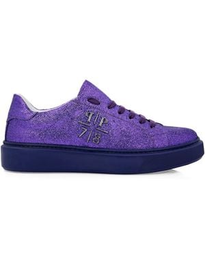 Philipp Plein Glitter Lo-Top Trainers - Purple