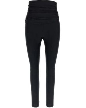 ANDAMANE Shiny Draped Leggings - Black