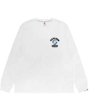 Aape By A Bathing Ape Aapenow Logo-Print Long-Sleeve T-Shirt - White