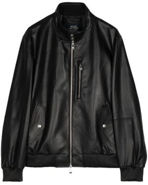 MAN ON THE BOON. Lederjacke Mit Reißverschluss - Schwarz