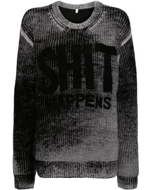 R13 Reverse-Printed Wool Jumper - Black