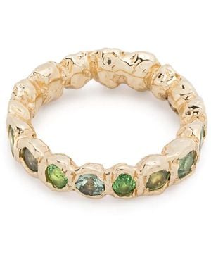 Fie Isolde 14Ct Alfa Sapphire And Tsavorite Ring - Metallic