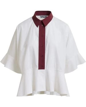 Essentiel Antwerp Peplum Ruffled-Sleeve Shirt - White
