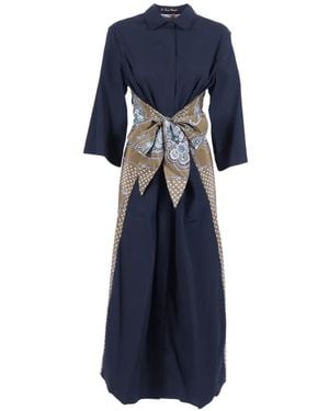 Le Sarte Pettegole Paisley-Print Self-Tie Dress - Blue