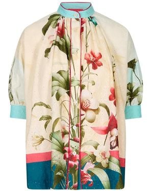 F.R.S For Restless Sleepers Ploto Floral-Print Broderie-Anglaise Blouse - White