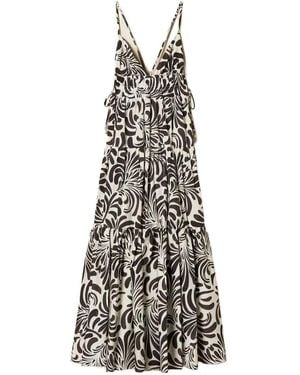 Twinset Abstract-Print Tiered Maxi Dress - White