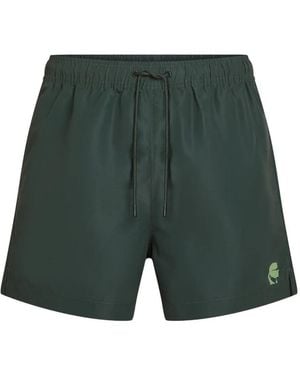 KARL LAGERFELD Logo-Print Swim Shorts - Green