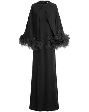 16Arlington Adelar Avondjurk Met Veren Afwerking - Zwart