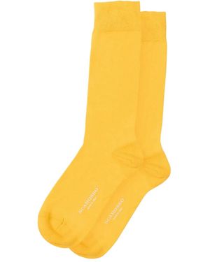 SCAROSSO Calcetines Con Ribete De Canalé - Amarillo
