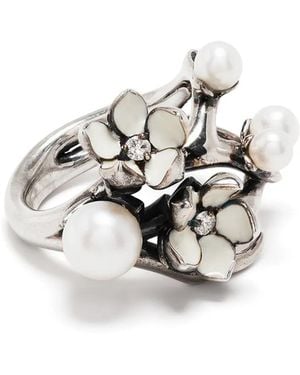 Shaun Leane Cherry Blossom Diamond Pearl Ring - White