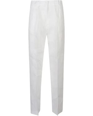ACTUALEE Pleated Linen Trousers - White