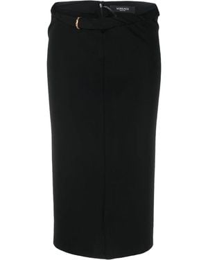 Versace Long Pencil Jersey Skirt - Black