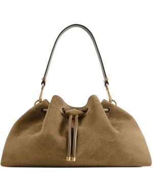 Jimmy Choo Cinch M suede shoulder bag - Mettallic