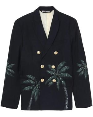 Palm Angels Palms Classic Double-Breasted Blazer - Blue