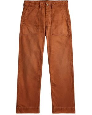 RRL Button-Fastening Trousers - Brown