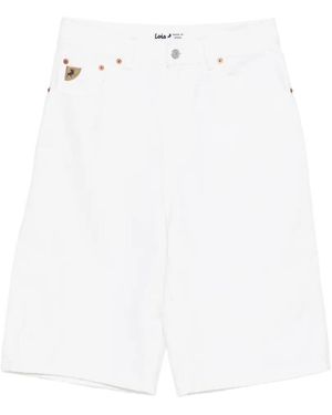 Lois Camille Logo Patch Shorts - White