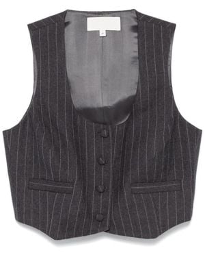 Racil Pinstripe Toni Cropped Wool-Blend Waistcoat - Gray