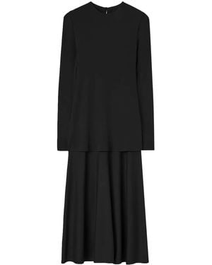 Jil Sander Layered-Design Midi Dress - Black