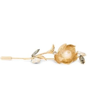Erdem Floral Pearl Brooch - Metallic