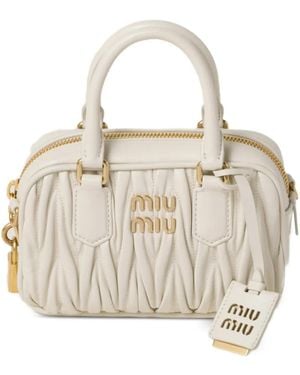 Miu Miu Bolso Arcadie De Matelassé - Blanco