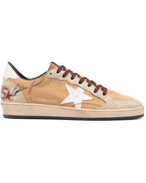 Golden Goose Star Detail Suede Trainers - Natural