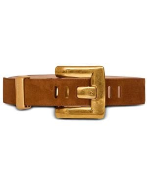 Balmain Anthem Calf Suede Belt - Brown