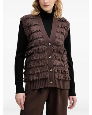 Sisley Ärmelloser Cardigan Mit Fransen - Braun