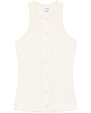 Nanushka Ribbed Button-Placket Top - White