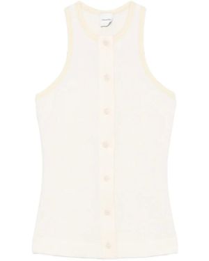 Nanushka Ribbed Button-Placket Top - White
