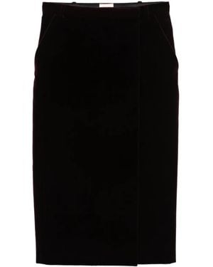 Saint Laurent Velvet Midi Skirt - Black