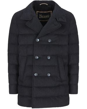 Herno Double-Breasted Padded Coat - Blue